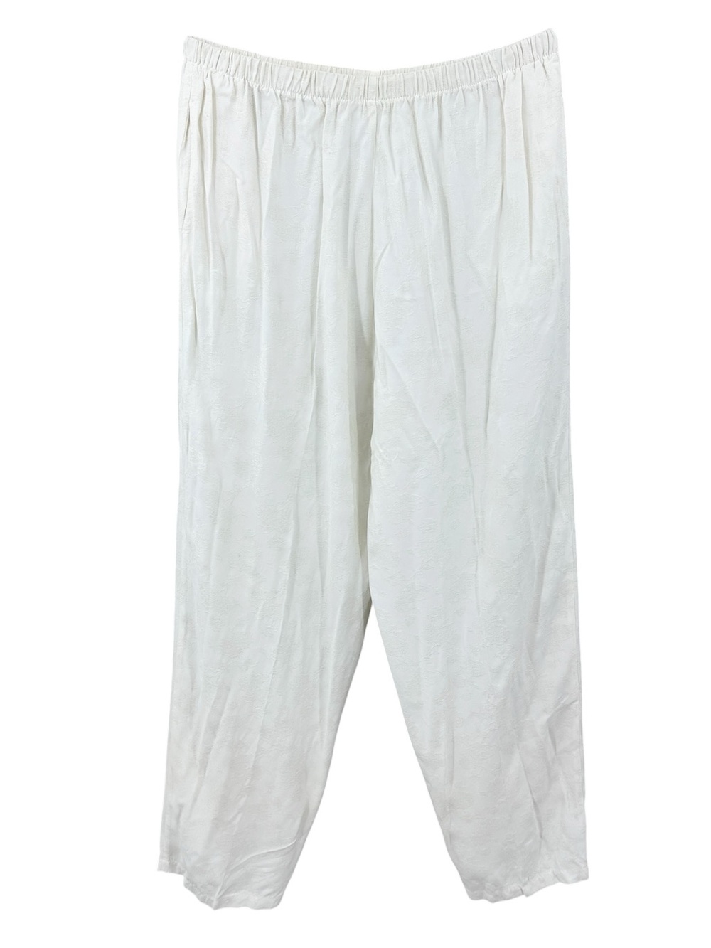 CP SHADES Pants Floral Jacquard Wide Leg Pull On Boho Ivory